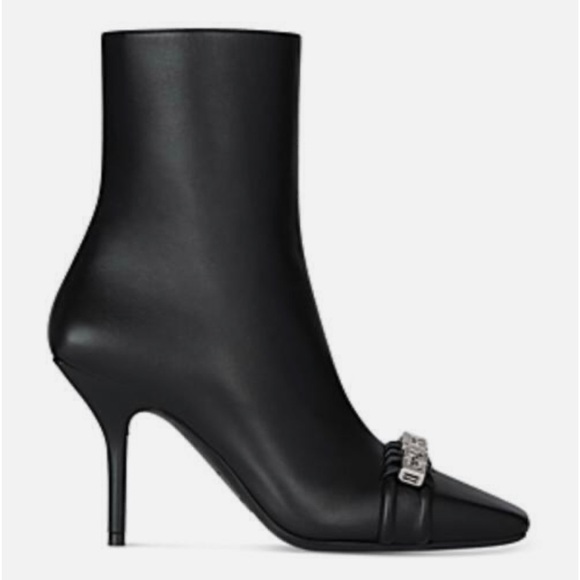 Givenchy G Woven Ankle Boots Women's 36 Black Square Side Zip Closure - Picture 3 of 13